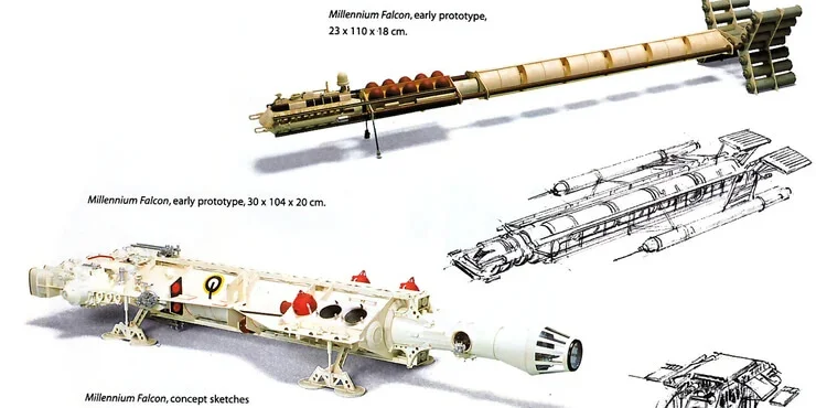 Az Ezeréves Sólyom eredetileg így nézett volna ki, de George Lucas változtatást kért 6 millennium falcon original