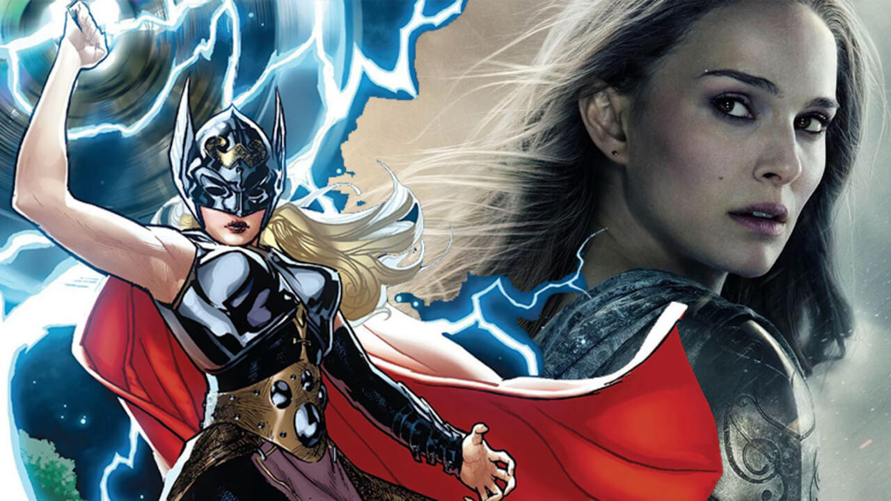 A Thor: Szerelem és mennydörgés promóciós poszterén Jane Foster a hatalmas Thor szerepében és az új jelmezeket láthatjuk