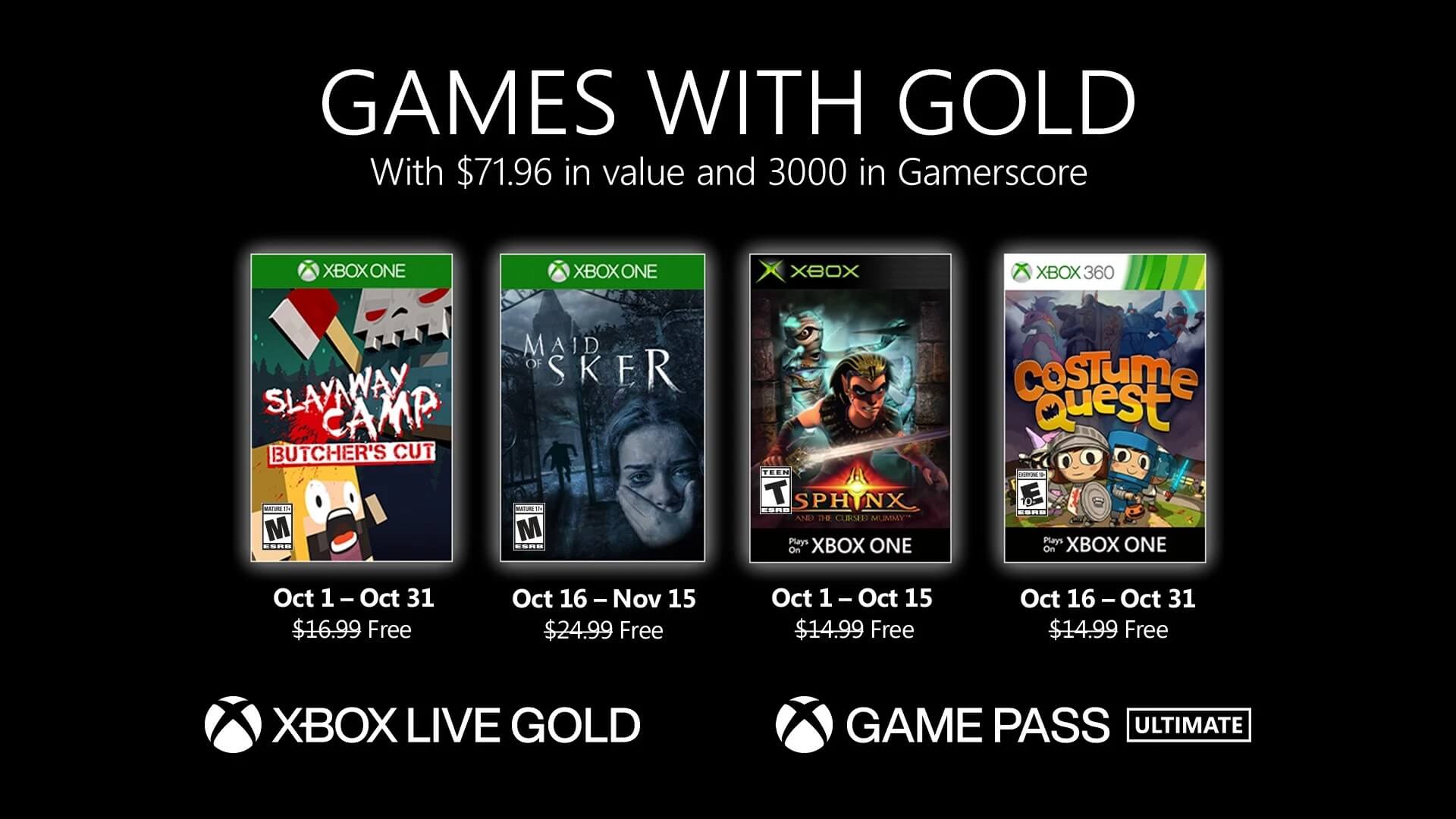 Games With Gold 2020 october