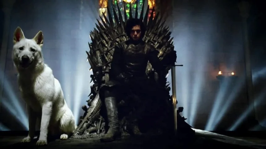 MiniJon Snow on the Iron Throne with Ghost Game of Thrones mini