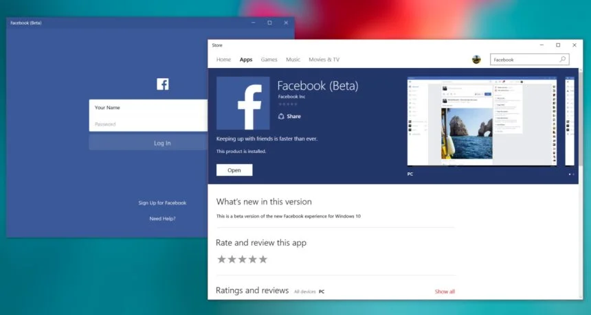 facebook win10