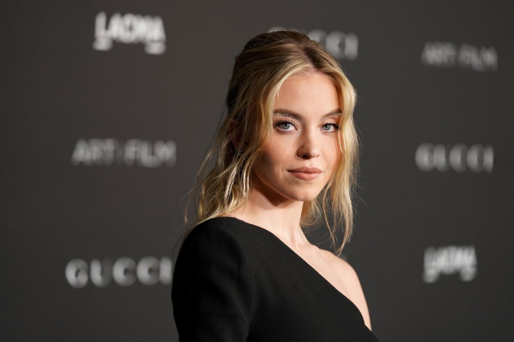 Sydney Sweeney melltartókkal díszítette fel a Hollywood feliratot 12 Sydney Sweeney